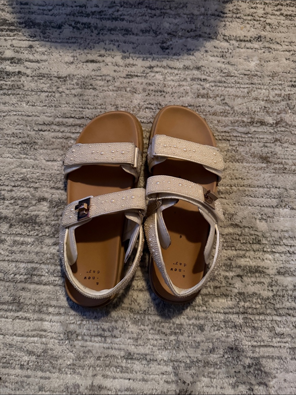 a new day Pearl Sparkle Strap Sandals in Cream